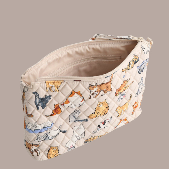 New Vera Bradley Large Hipster Crossbody A Cats Life Beige - Picture 3 of 5